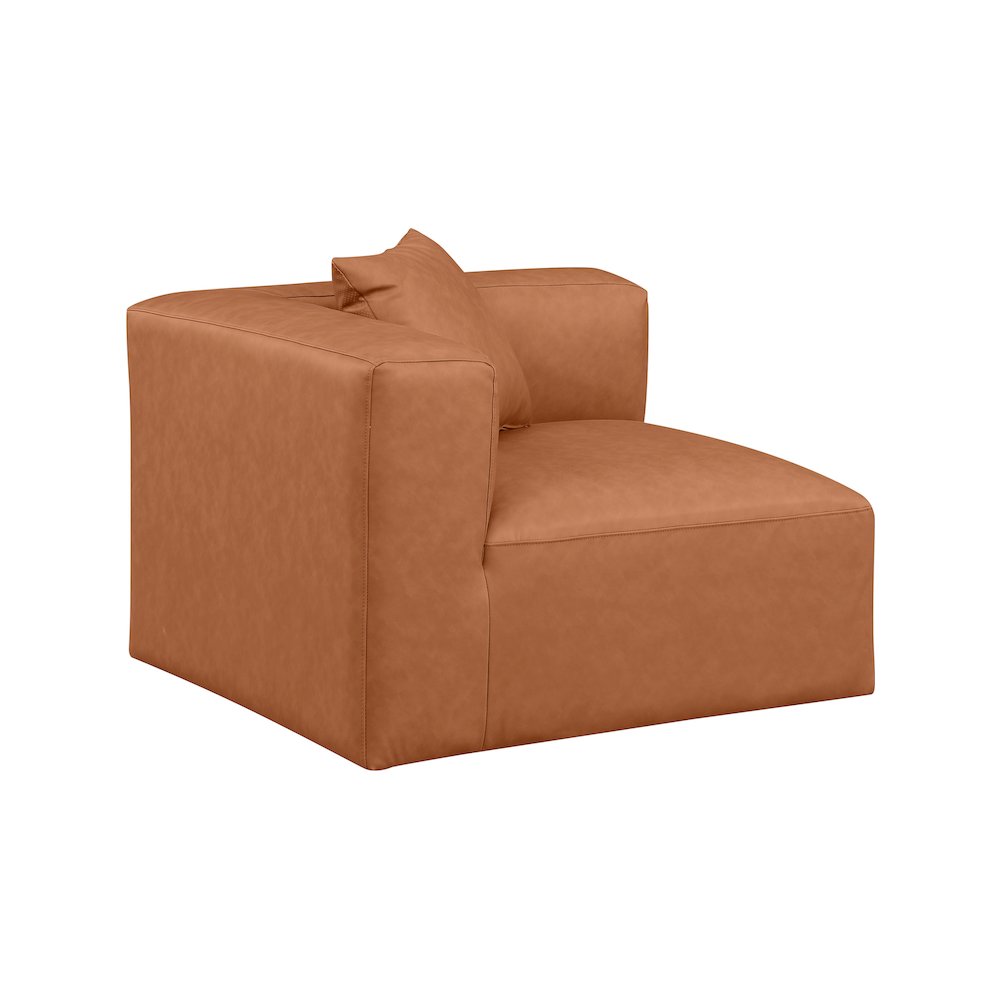Cube Cognac Vegan Leather Corner Chair