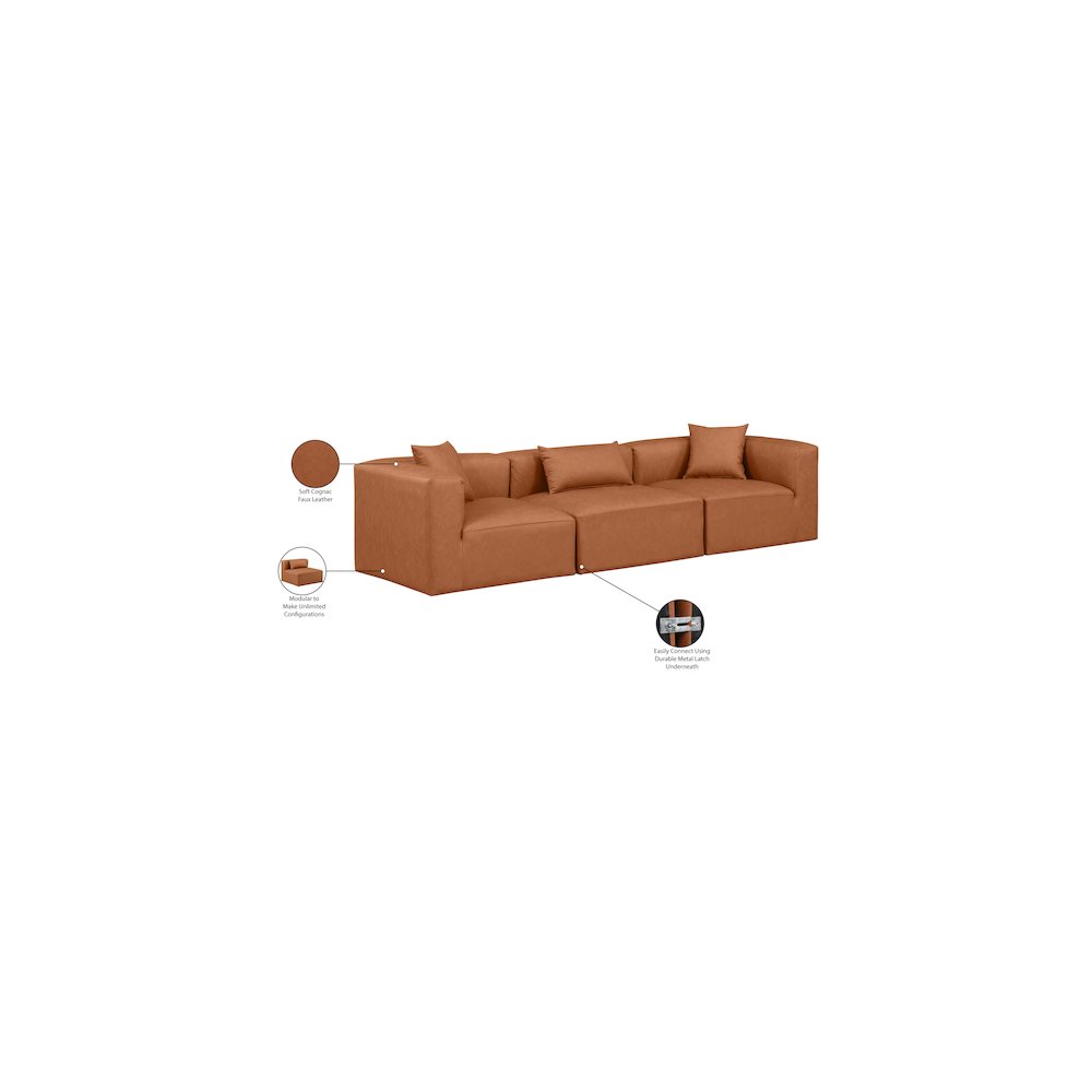 Cube Cognac Vegan Leather Modular Sofa