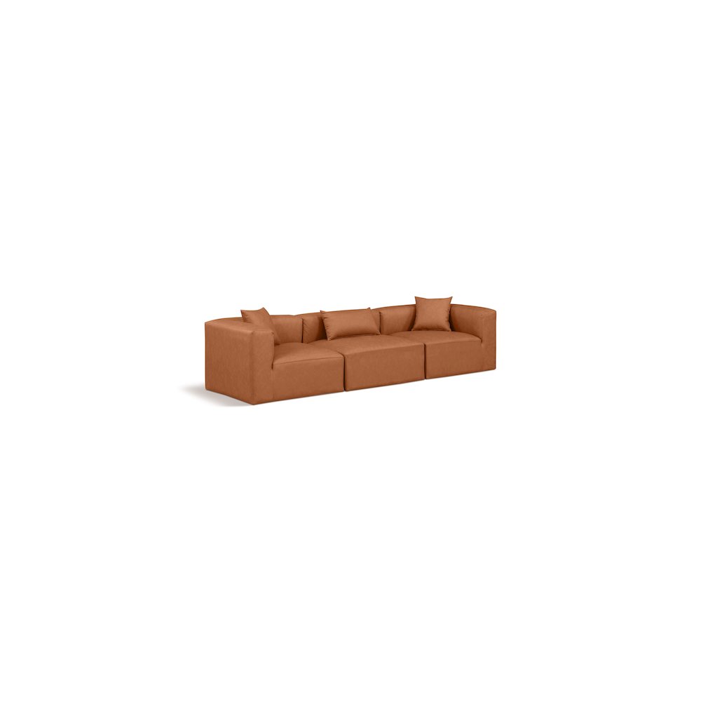 Cube Cognac Vegan Leather Modular Sofa