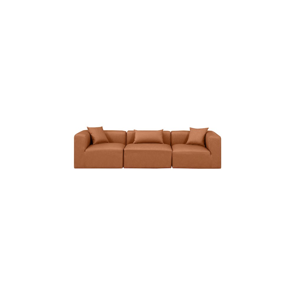 Cube Cognac Vegan Leather Modular Sofa