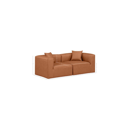 Cube Cognac Vegan Leather Modular Sofa
