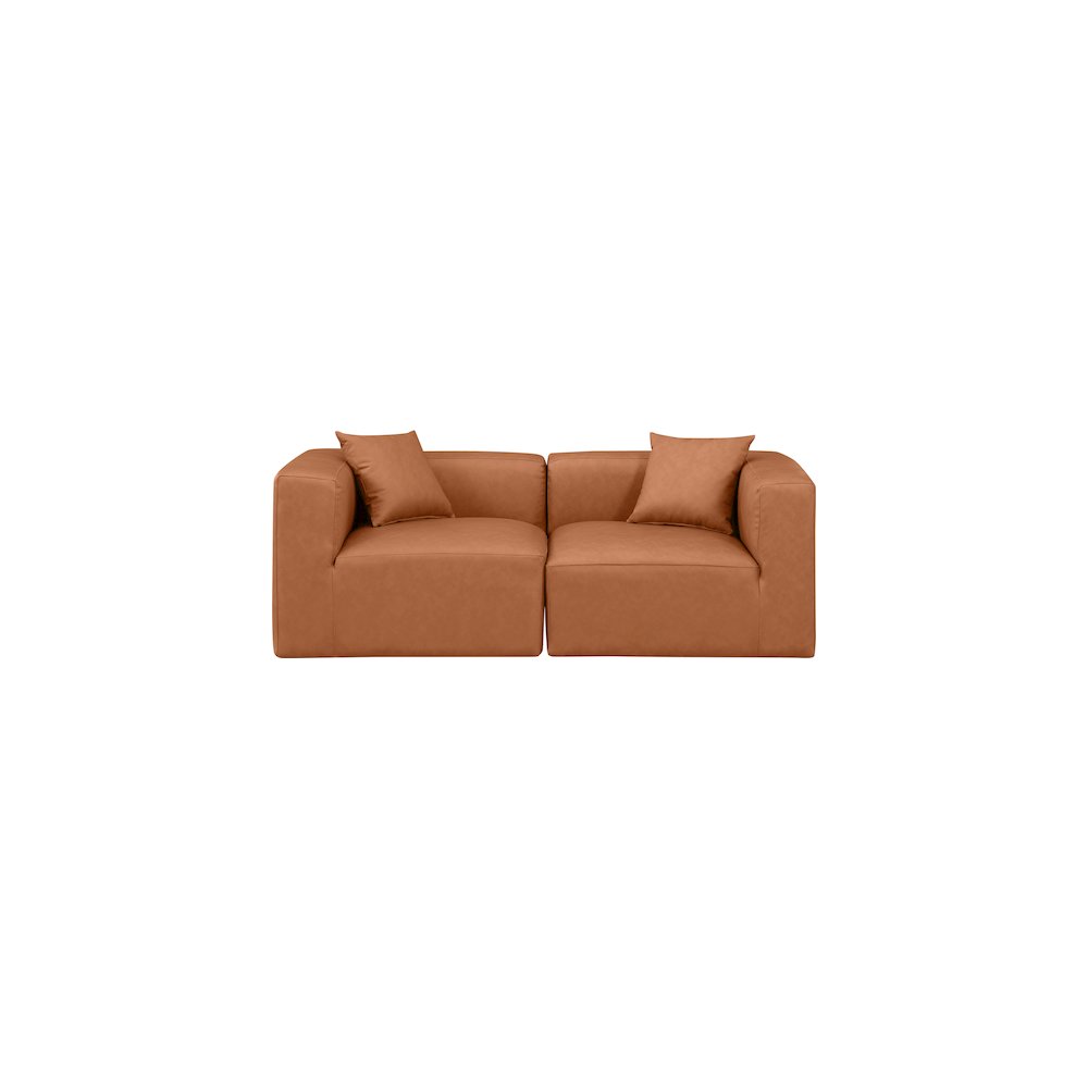 Cube Cognac Vegan Leather Modular Sofa