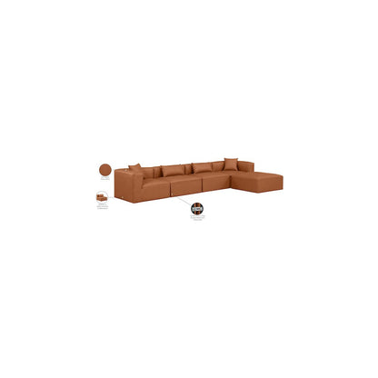 Cube Cognac Vegan Leather Modular Sectional