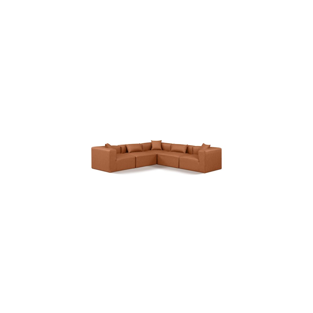 Cube Cognac Vegan Leather Modular Sectional