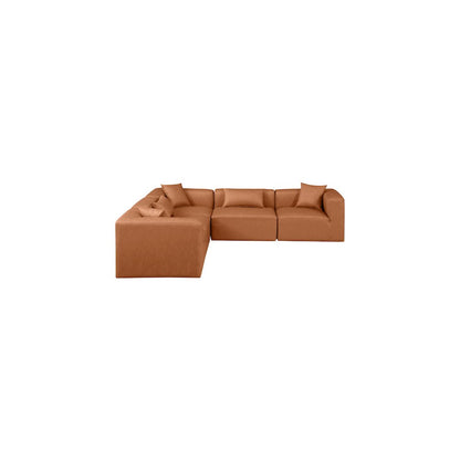 Cube Cognac Vegan Leather Modular Sectional
