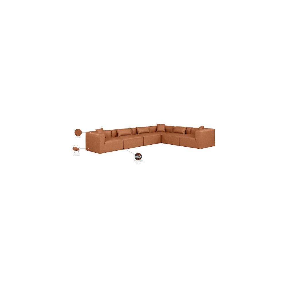 Cube Cognac Vegan Leather Modular Sectional