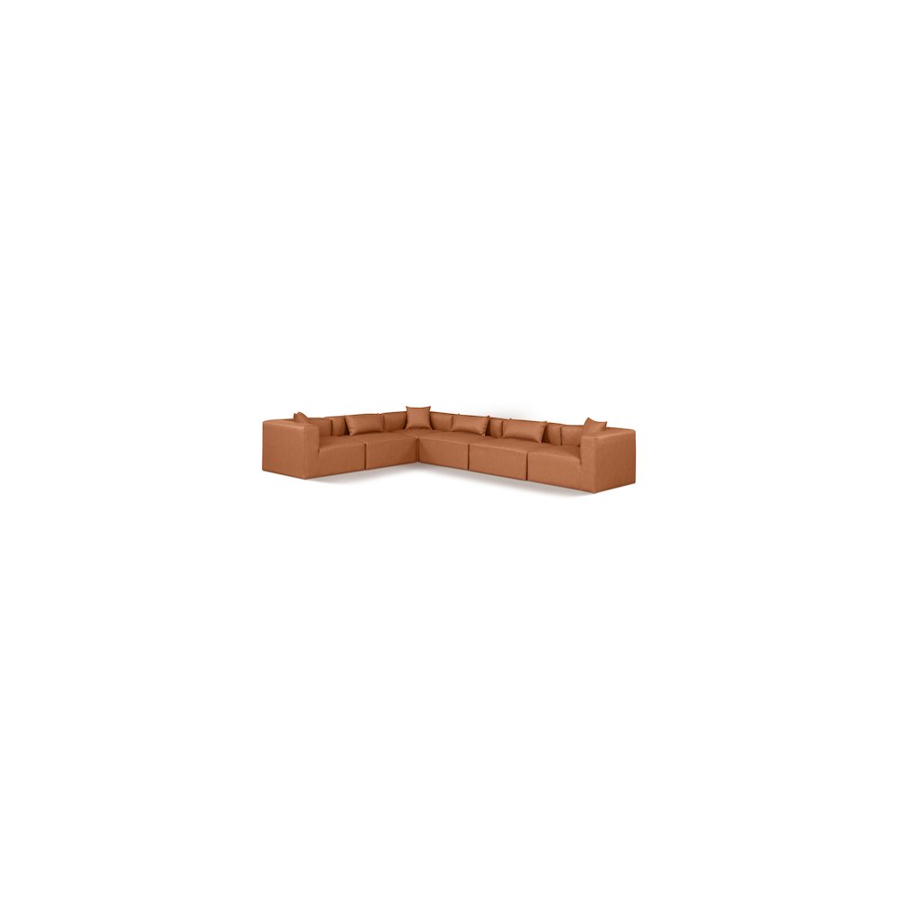 Cube Cognac Vegan Leather Modular Sectional