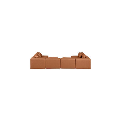 Cube Cognac Vegan Leather Modular Sectional