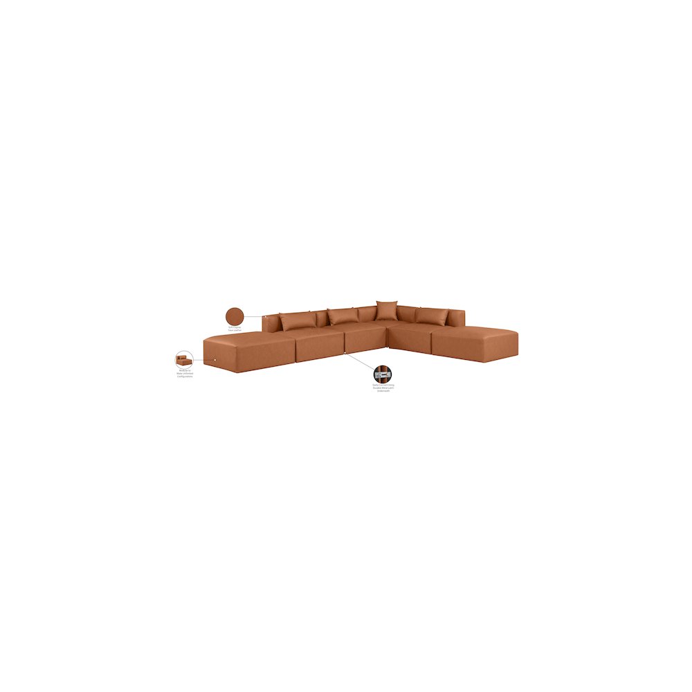 Cube Cognac Vegan Leather Modular Sectional