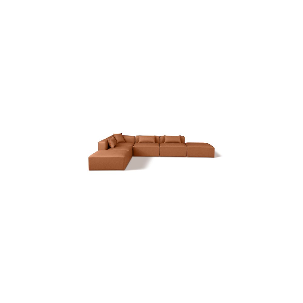 Cube Cognac Vegan Leather Modular Sectional