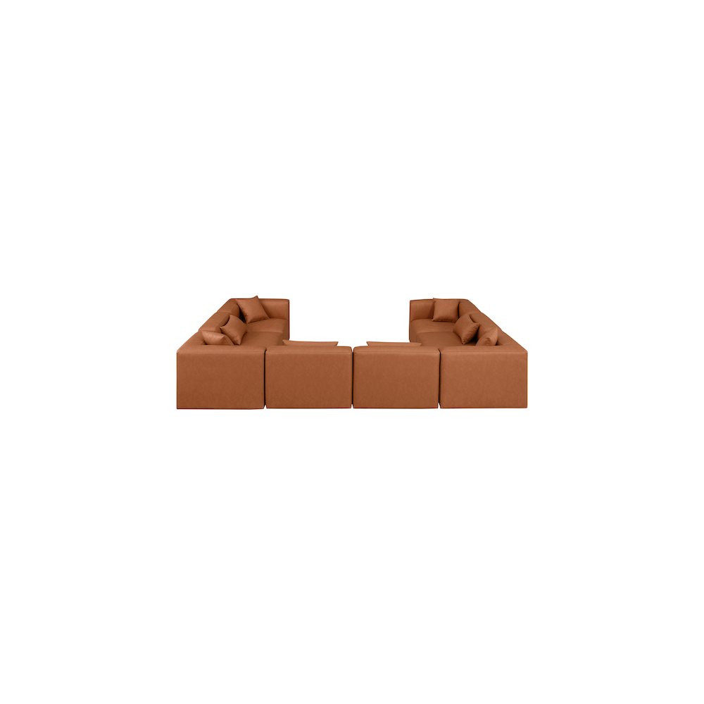 Cube Cognac Vegan Leather Modular Sectional