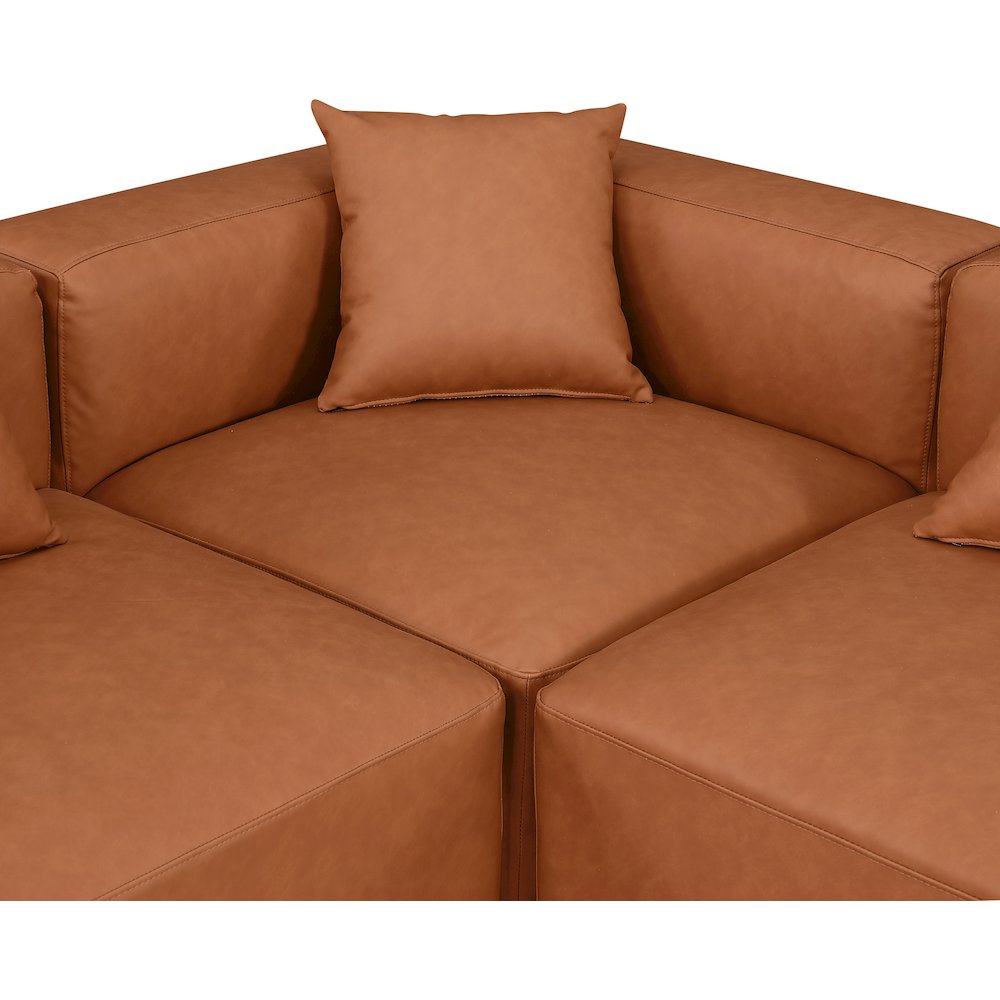 Cube Cognac Vegan Leather Modular Sectional