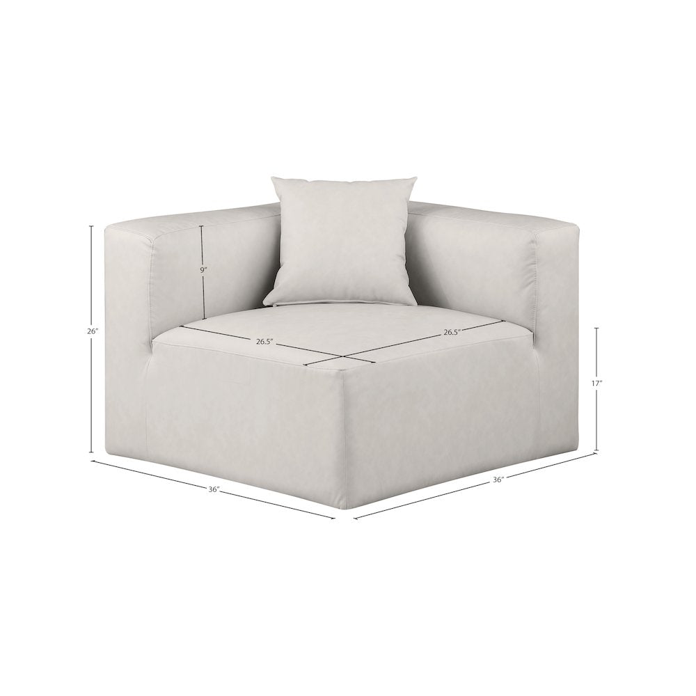 Cube Cream Vegan Leather Corner Chair