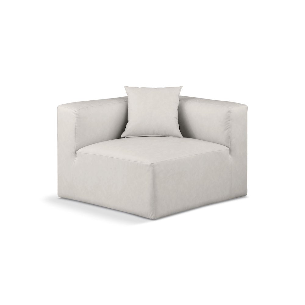 Cube Cream Vegan Leather Corner Chair