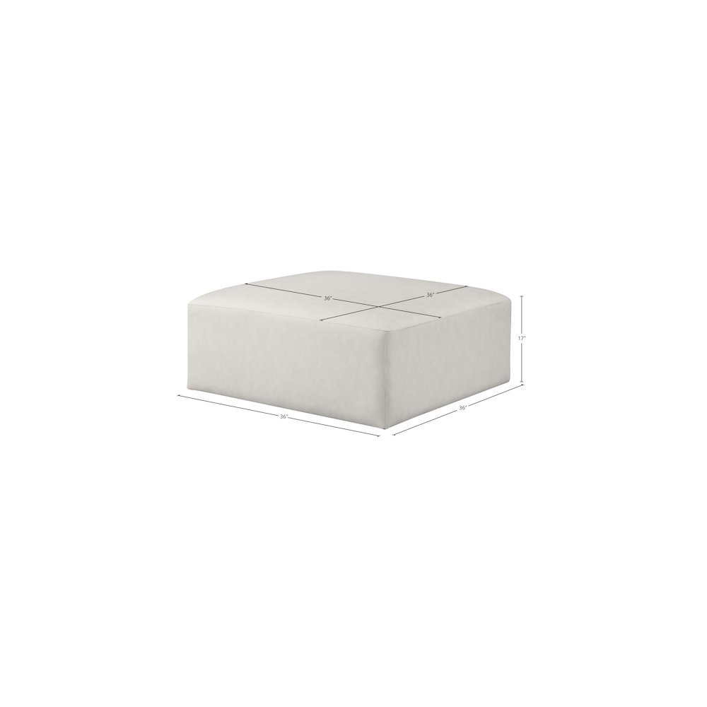 Cube Cream Vegan Leather Ottoman