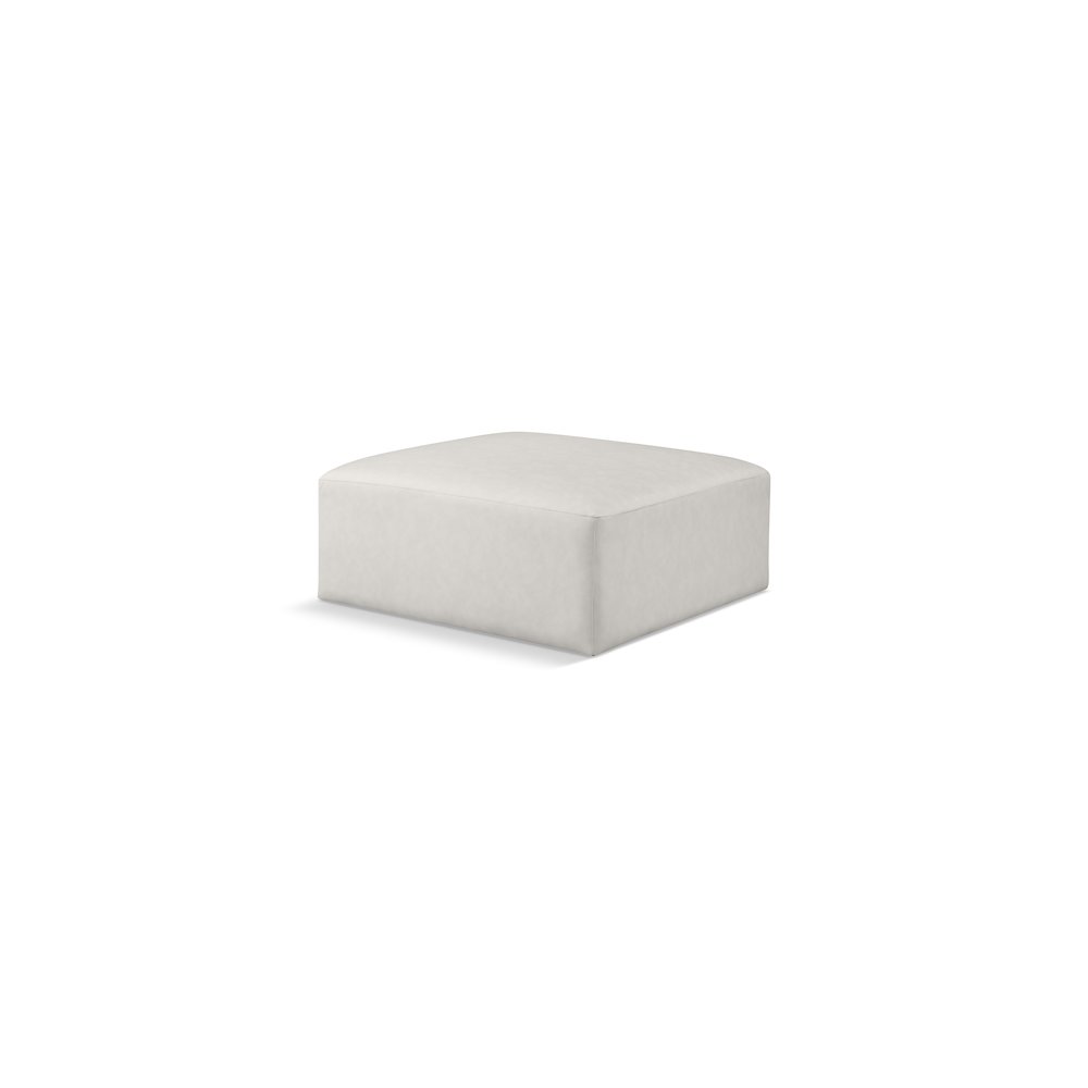 Cube Cream Vegan Leather Ottoman