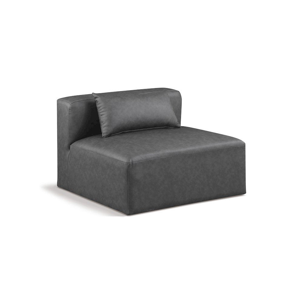 Cube Charcoal Grey Vegan Leather Armless Chair