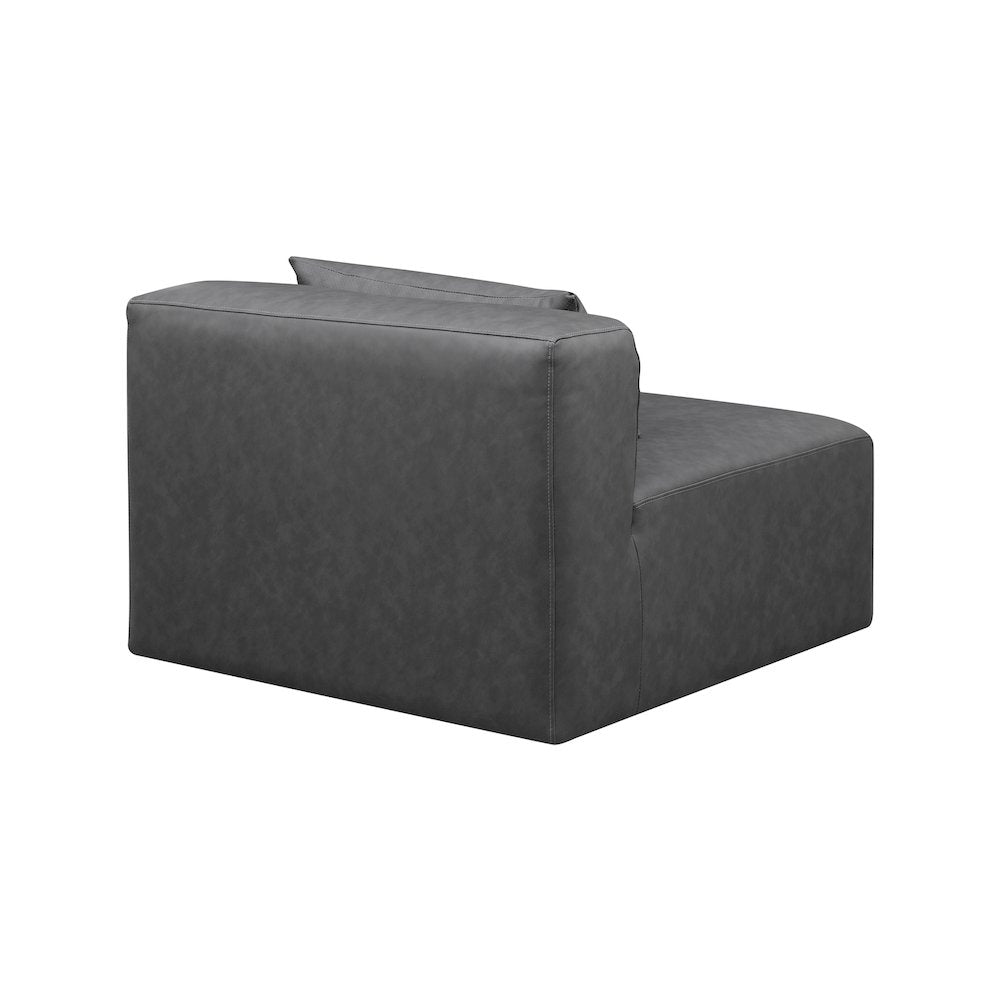 Cube Charcoal Grey Vegan Leather Armless Chair