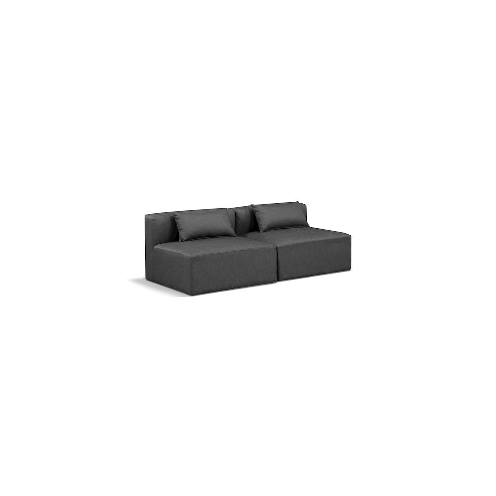 Cube Charcoal Grey Vegan Leather Modular Sofa