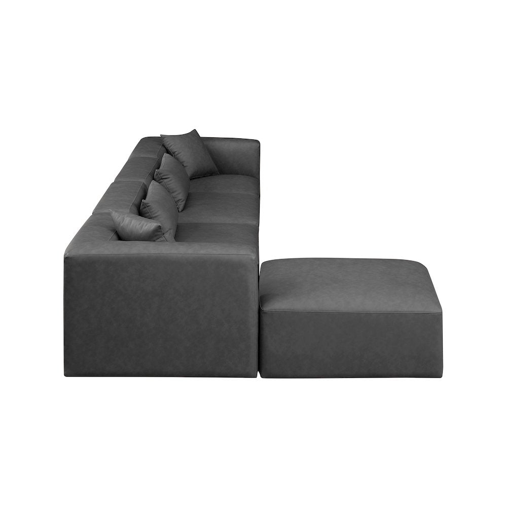 Cube Charcoal Grey Vegan Leather Modular Sectional