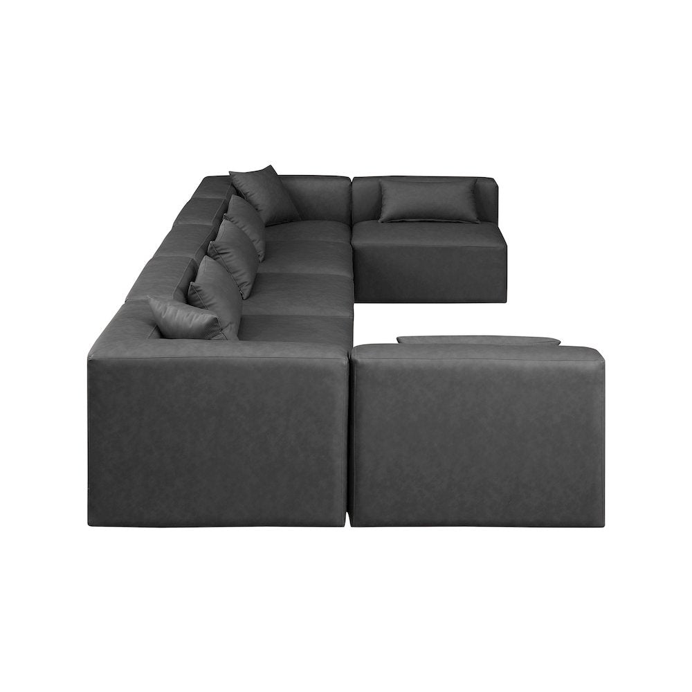 Cube Charcoal Grey Vegan Leather Modular Sectional