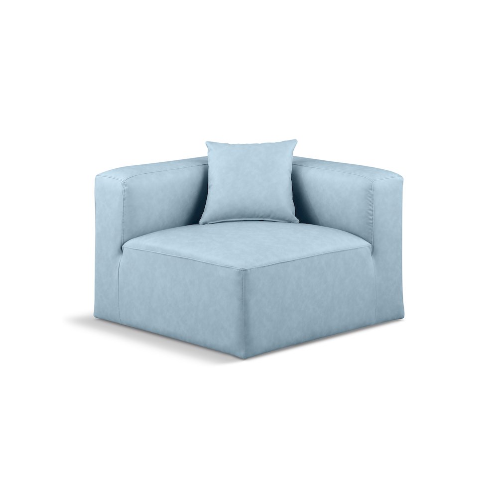 Cube Light Blue Vegan Leather Corner Chair