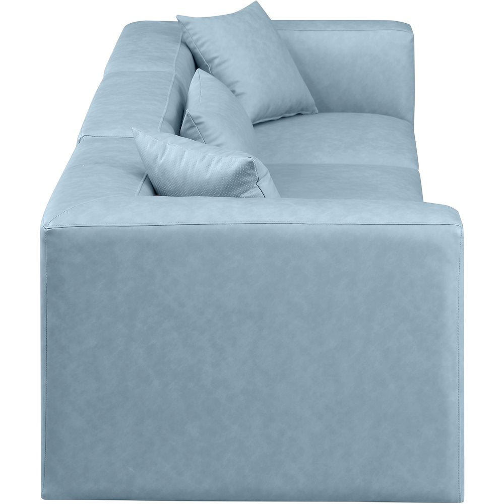 Cube Light Blue Vegan Leather Modular Sofa