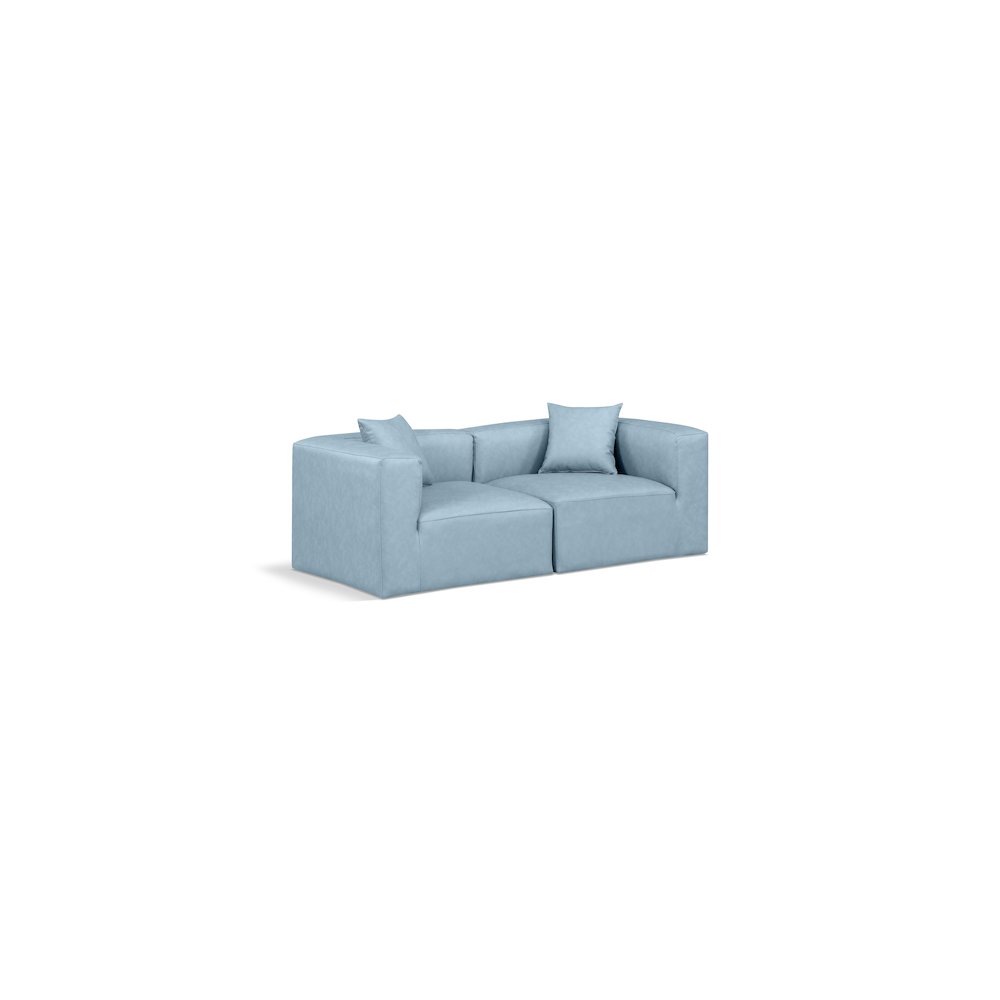 Cube Light Blue Vegan Leather Modular Sofa