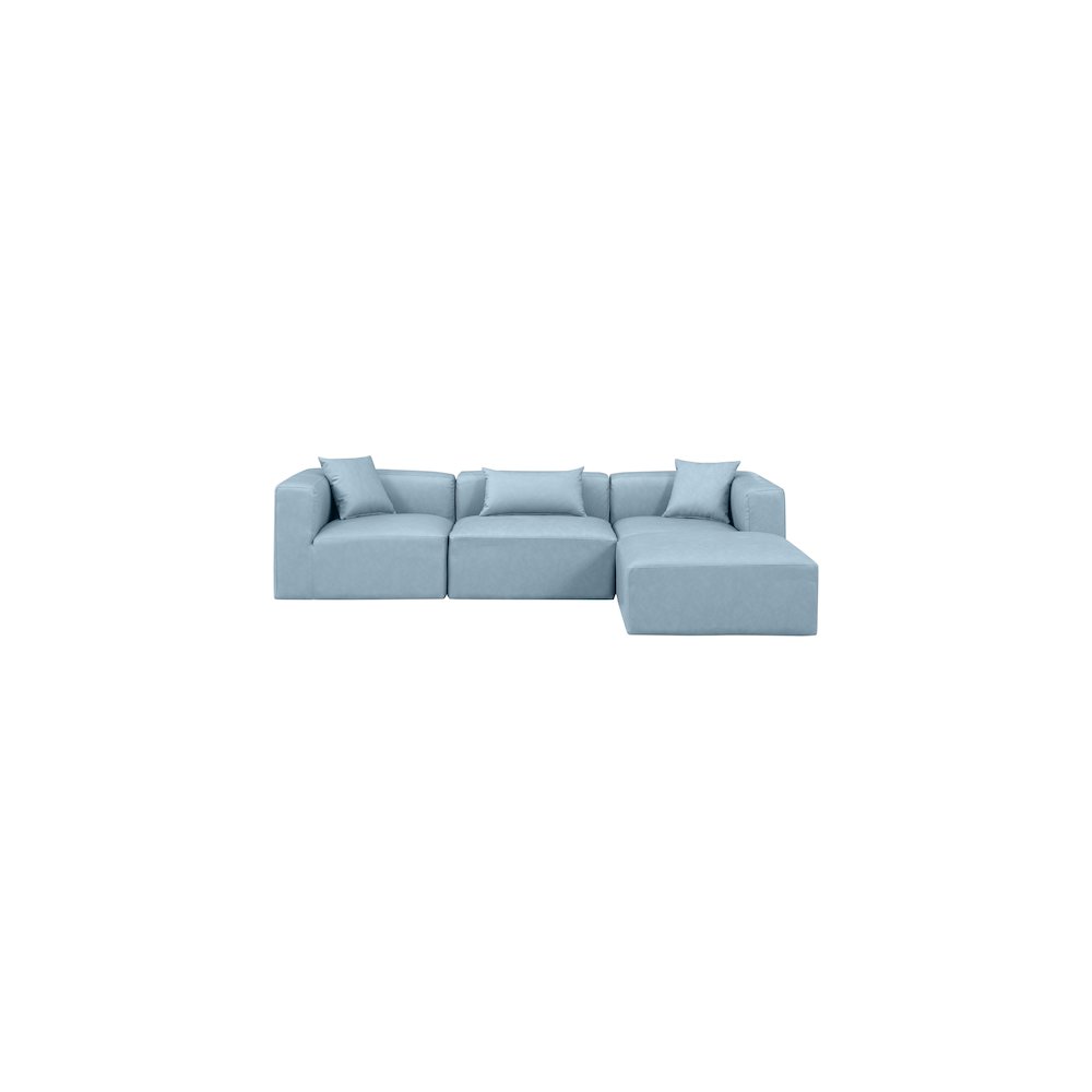 Cube Light Blue Vegan Leather Modular Sectional