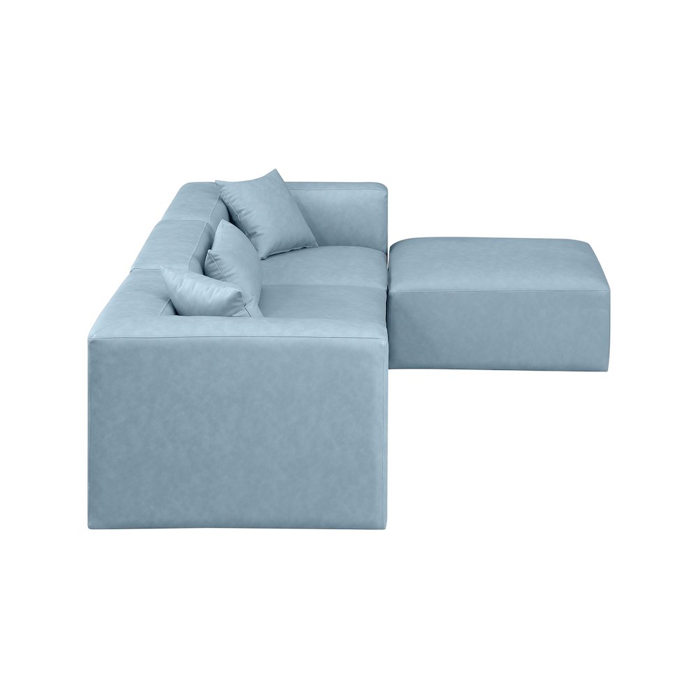 Cube Light Blue Vegan Leather Modular Sectional