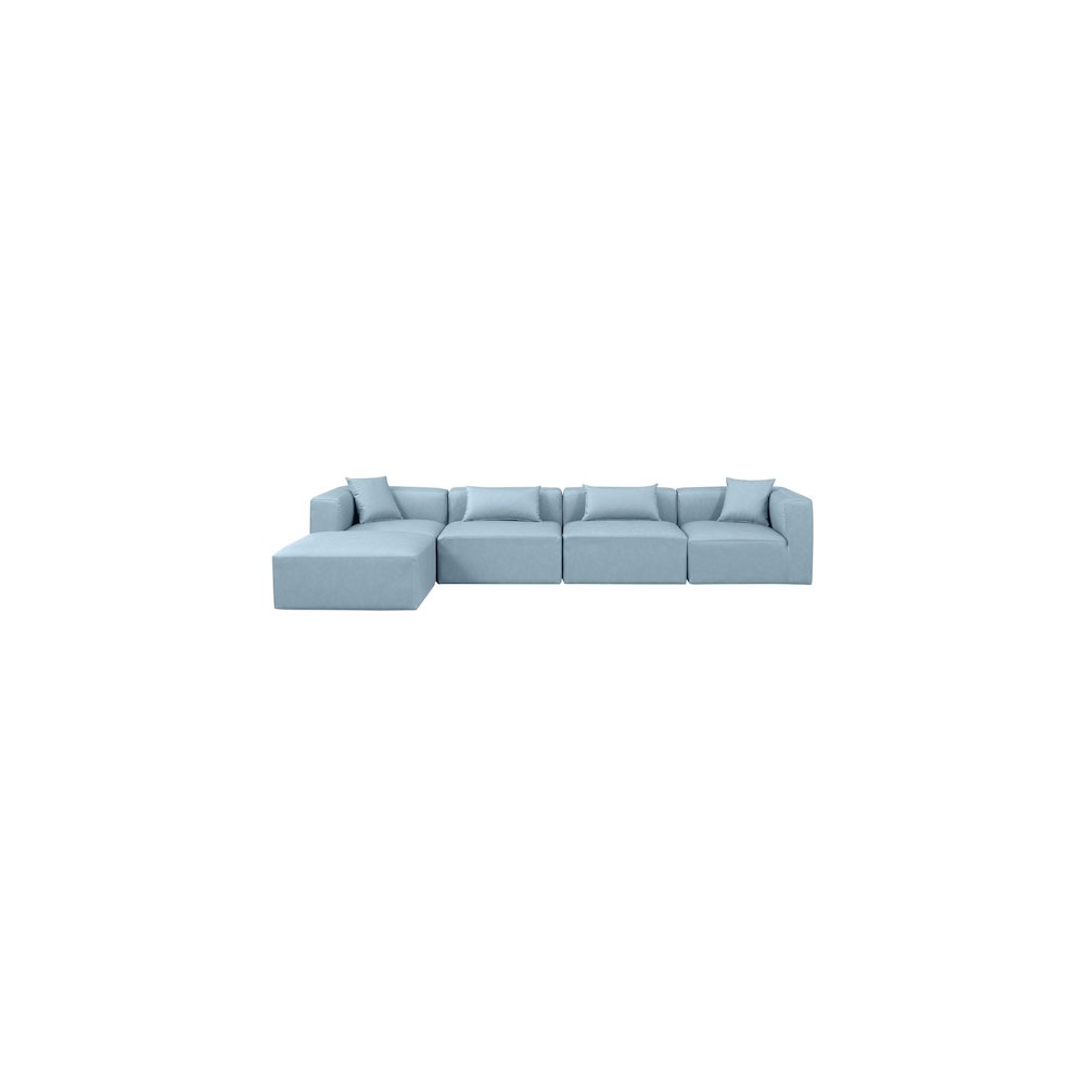 Cube Light Blue Vegan Leather Modular Sectional