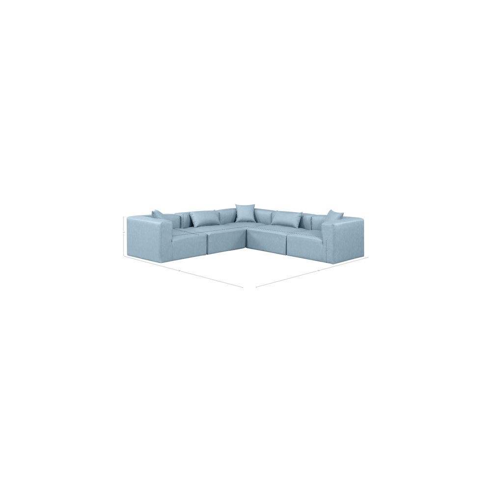 Cube Light Blue Vegan Leather Modular Sectional
