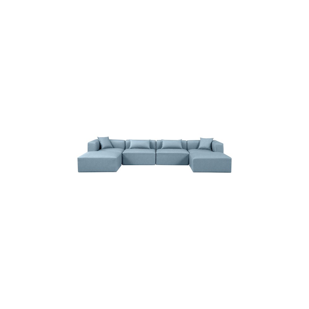 Cube Light Blue Vegan Leather Modular Sectional