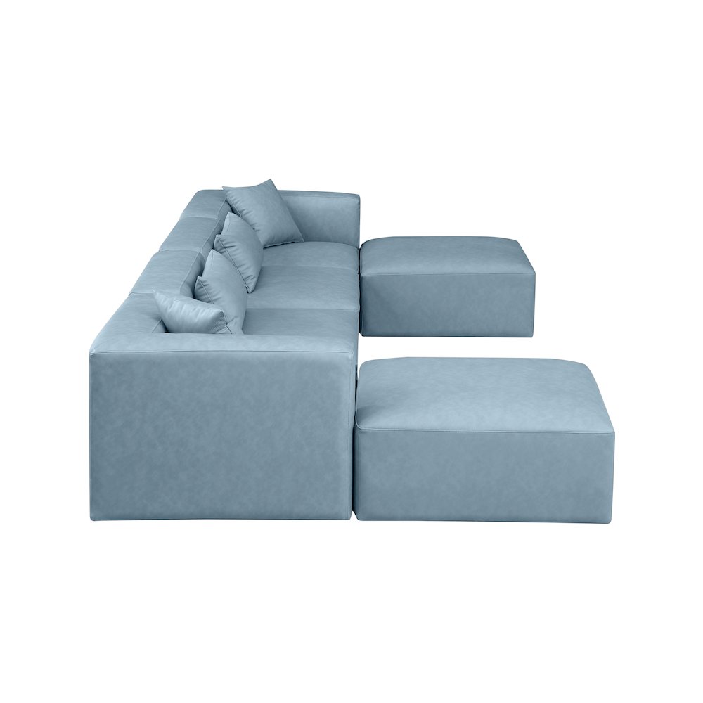 Cube Light Blue Vegan Leather Modular Sectional
