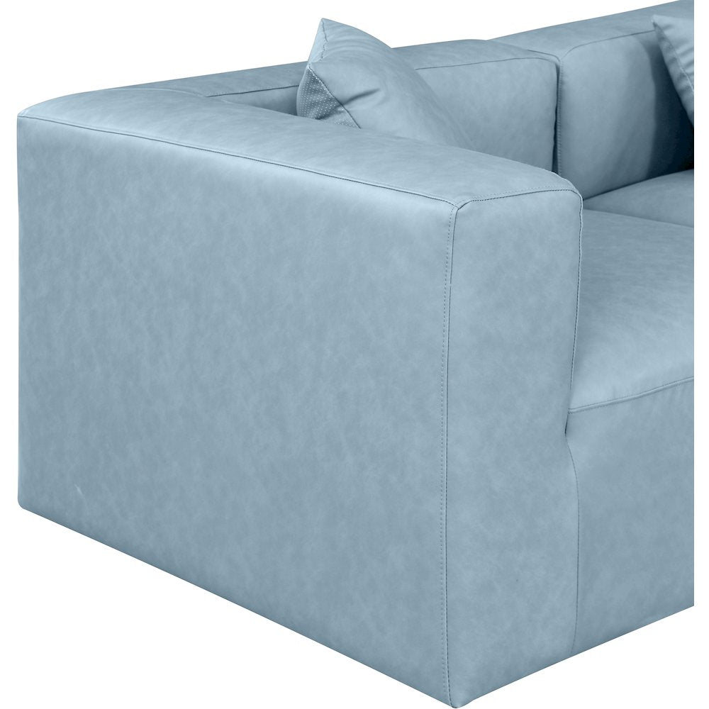 Cube Light Blue Vegan Leather Modular Sectional