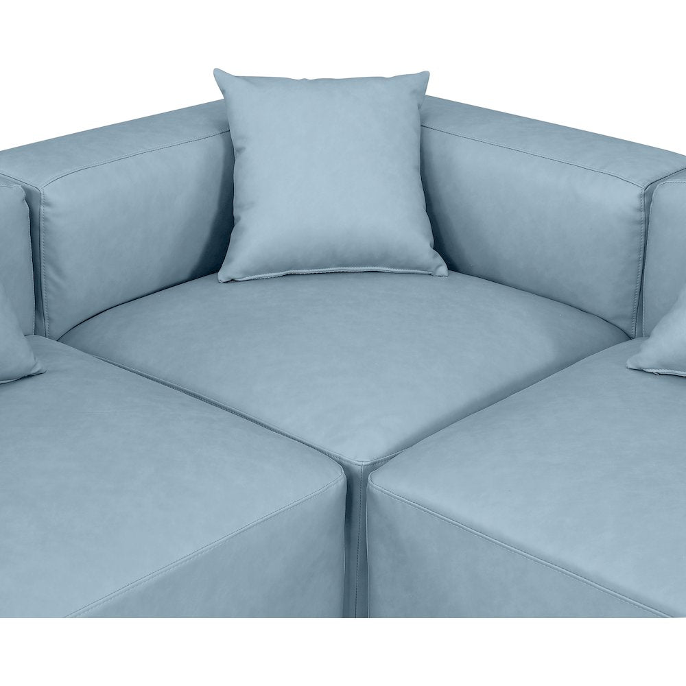 Cube Light Blue Vegan Leather Modular Sectional