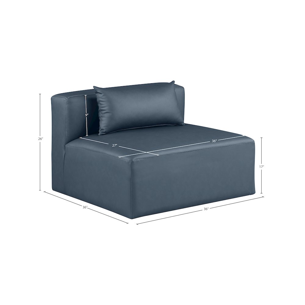 Cube Navy Blue Vegan Leather Armless Chair