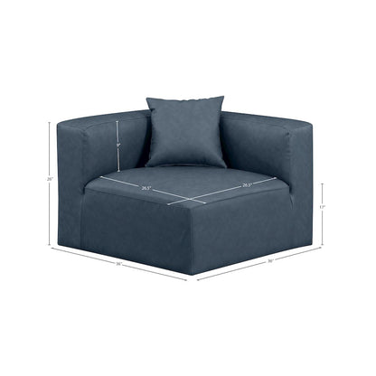 Cube Navy Blue Vegan Leather Corner Chair