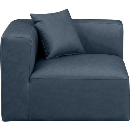 Cube Navy Blue Vegan Leather Corner Chair