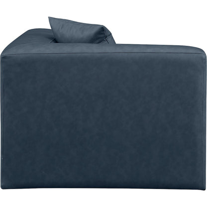 Cube Navy Blue Vegan Leather Corner Chair