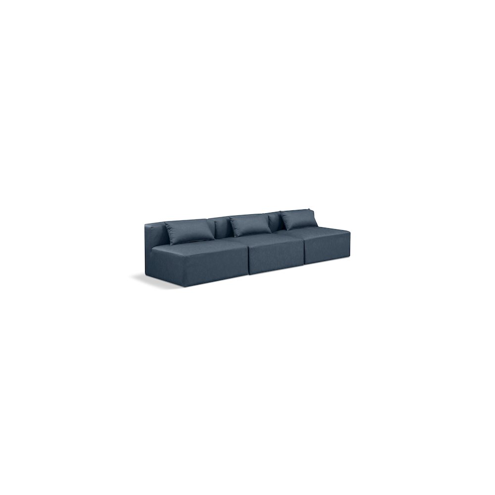 Cube Navy Blue Vegan Leather Modular Sofa