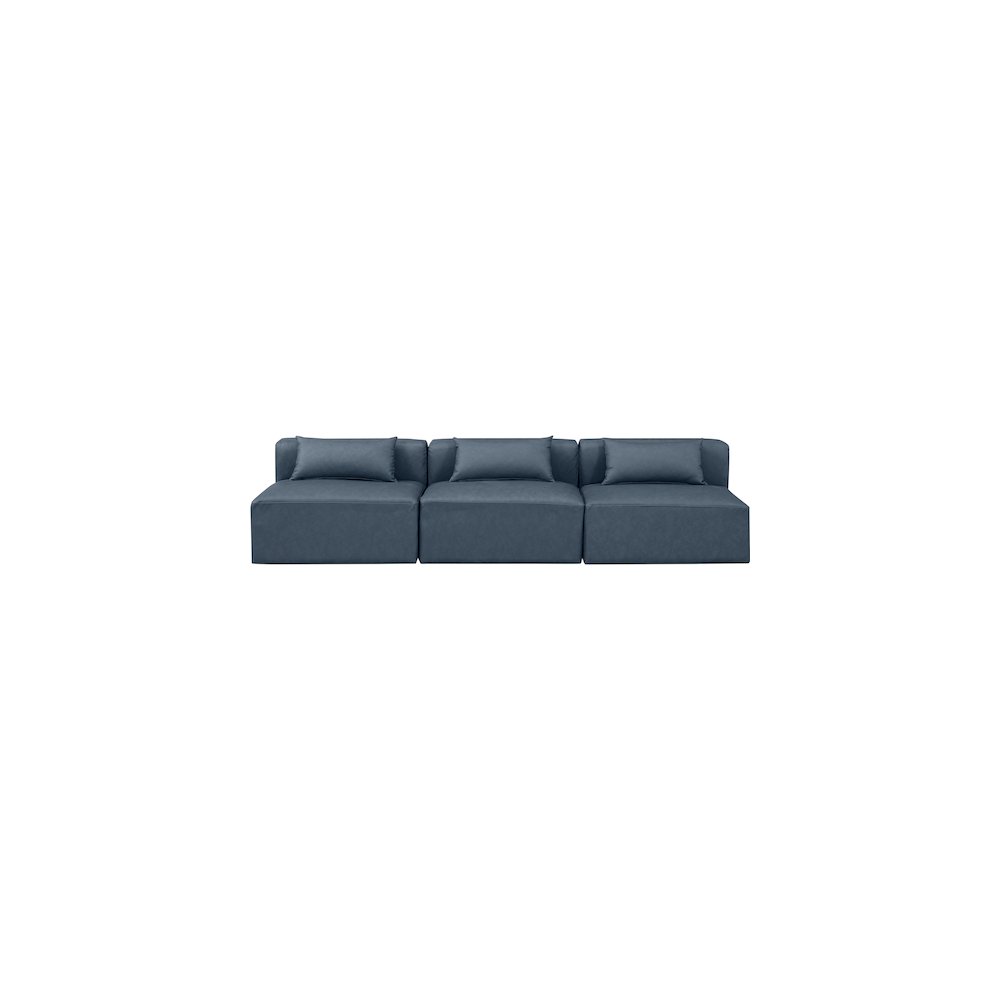 Cube Navy Blue Vegan Leather Modular Sofa