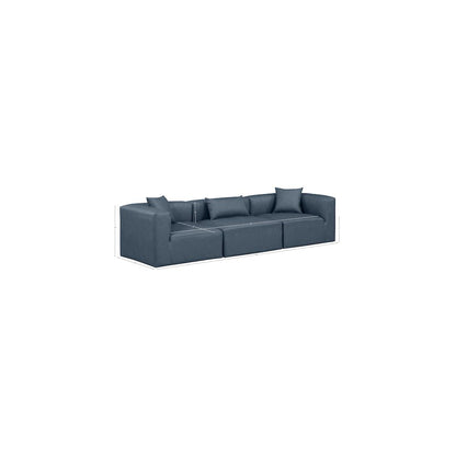 Cube Navy Blue Vegan Leather Modular Sofa