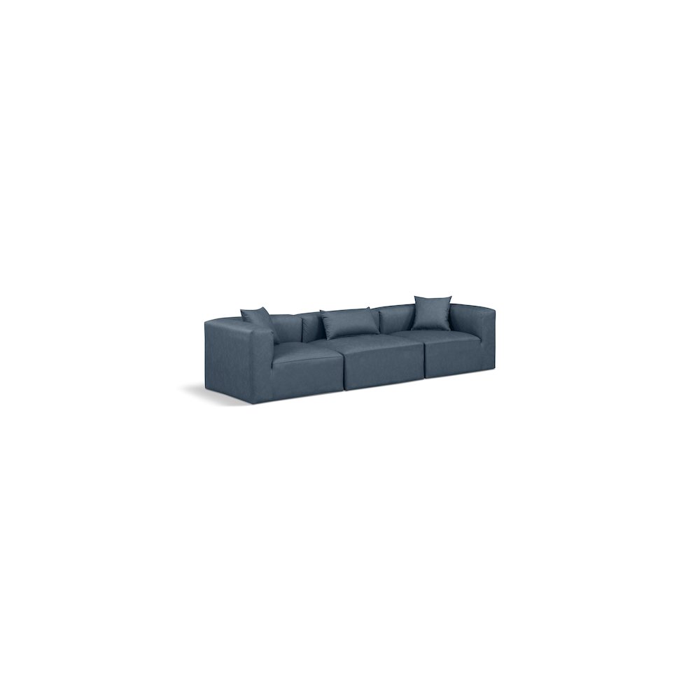 Cube Navy Blue Vegan Leather Modular Sofa