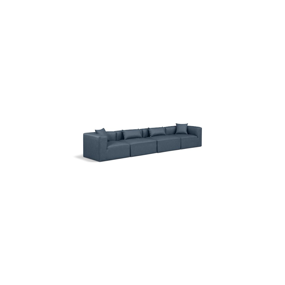 Cube Navy Blue Vegan Leather Modular Sofa