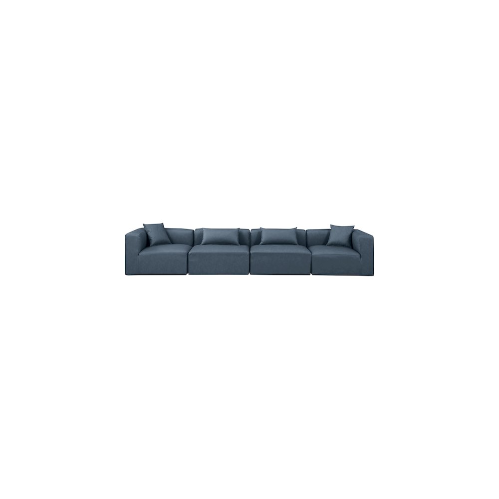 Cube Navy Blue Vegan Leather Modular Sofa