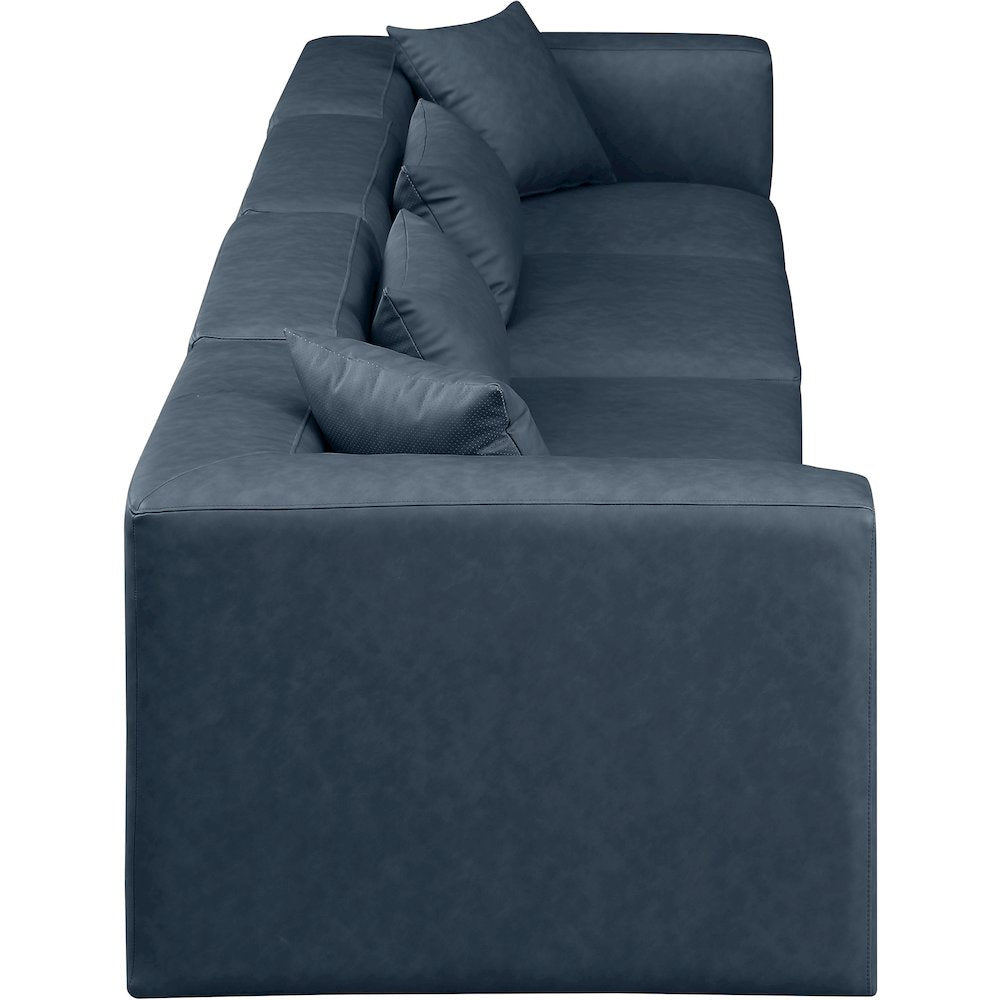 Cube Navy Blue Vegan Leather Modular Sofa