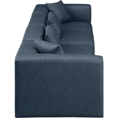 Cube Navy Blue Vegan Leather Modular Sofa