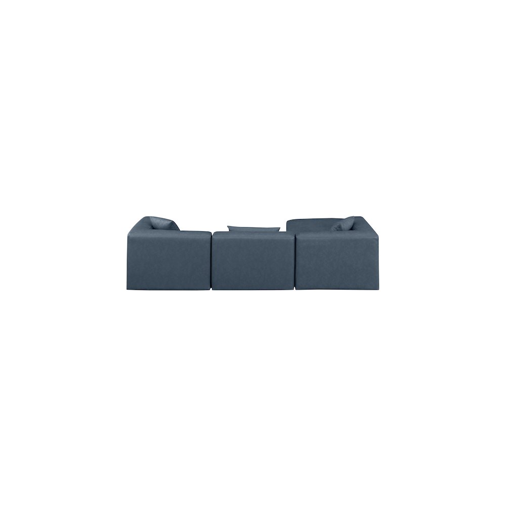 Cube Navy Blue Vegan Leather Modular Sectional