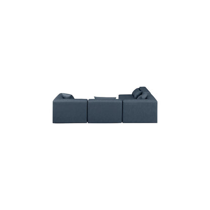 Cube Navy Blue Vegan Leather Modular Sectional